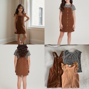 LOT Vanilla Star Corduroy Dress, Old Navy Leopard Print Shirt, Miou Muse Shirt